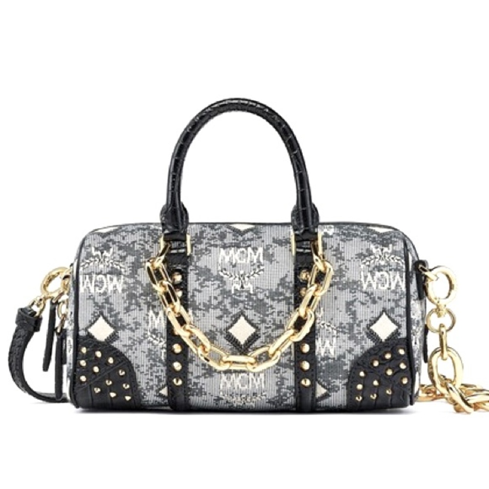 MCM Studded Mini Boston Crossbody Bag